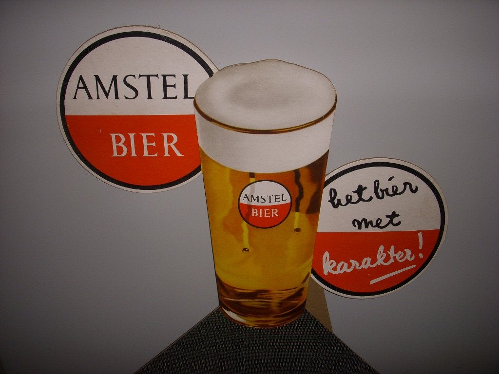 Prachtig Amstel bier reclamebord 1955-1960, Ophalen of Verzenden, Gebruikt, Reclamebord, Plaat of Schild, Amstel