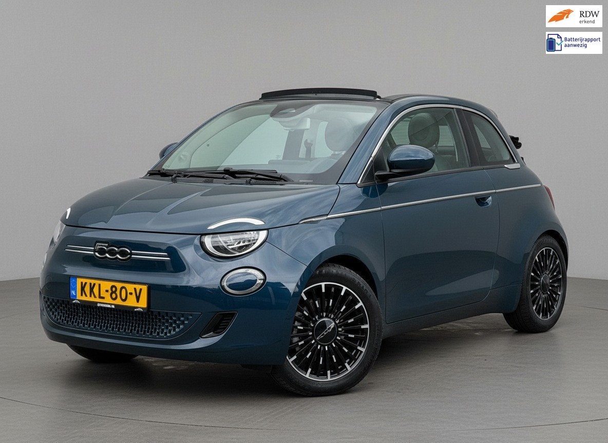 Fiat 500 C Icon 42 kWh |Cabrio|Camera|Cruise|Carplay|BTW, Auto's, Stof, Gebruikt, Cabriolet, 25 min