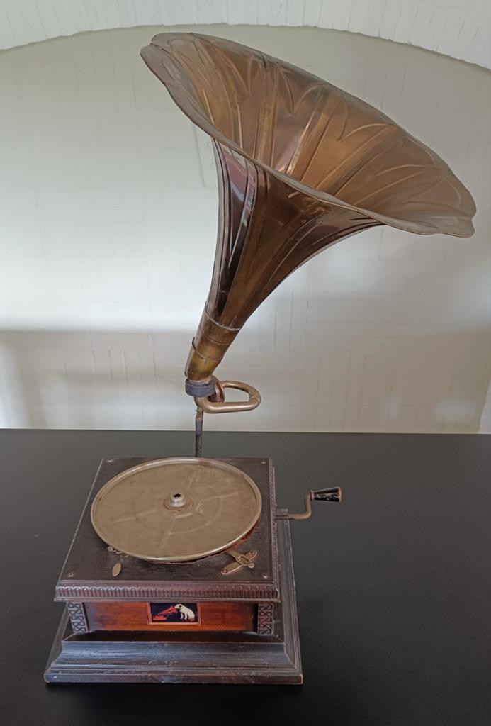 Vintage grammofoon met hoorn., Ophalen of Verzenden
