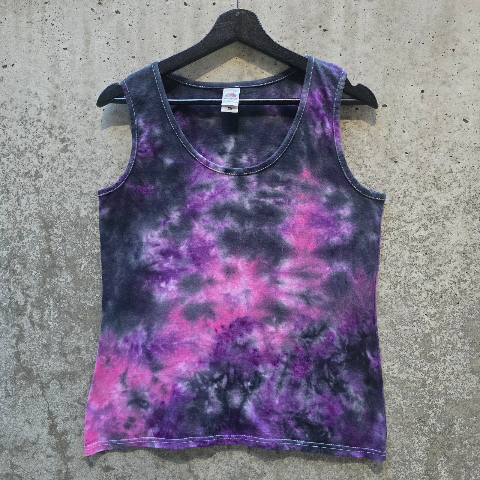 Paars - zwart spiral tie dye dames tanktop maat L, Paars, Maat 42/44 (L), Nieuw, Ophalen of Verzenden