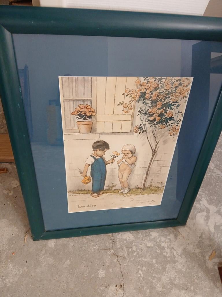 Vintage George Redon 'Emotion' ingelijste poster, Ophalen of Verzenden