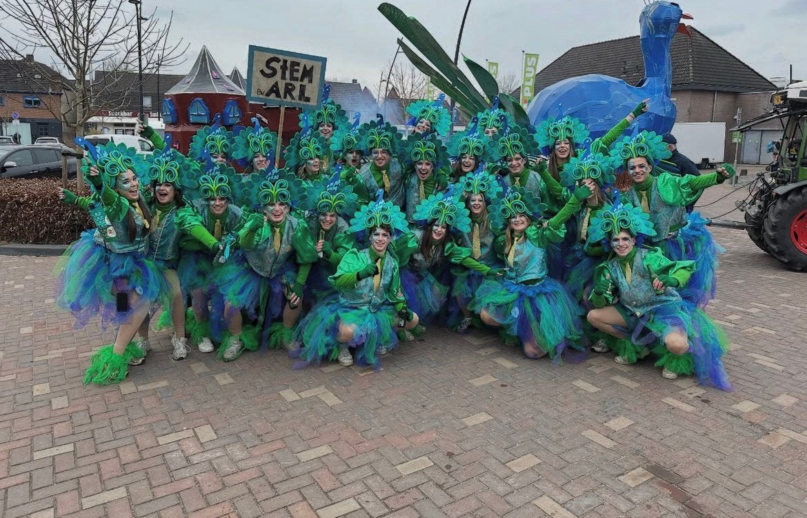 30 Carnavals pakken pauwen loopgroep, Ophalen
