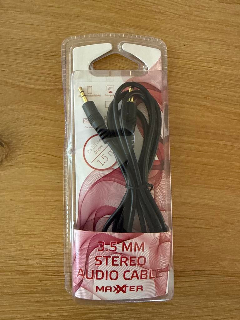 Nieuwe 3.5 mm Stereo Audio Kabel - 1.5 meter, Ophalen of Verzenden, Nieuw, Minder dan 2 meter, Overige kabels