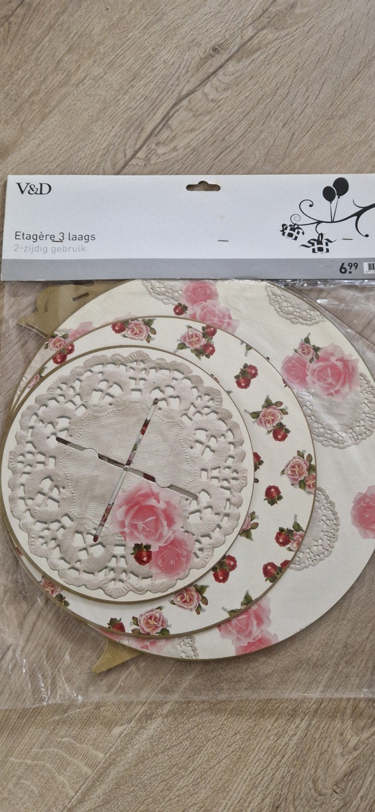 Etagère 3-laags met rozenprint - Nieuw in verpakking, Ophalen of Verzenden, Nieuw, Overige