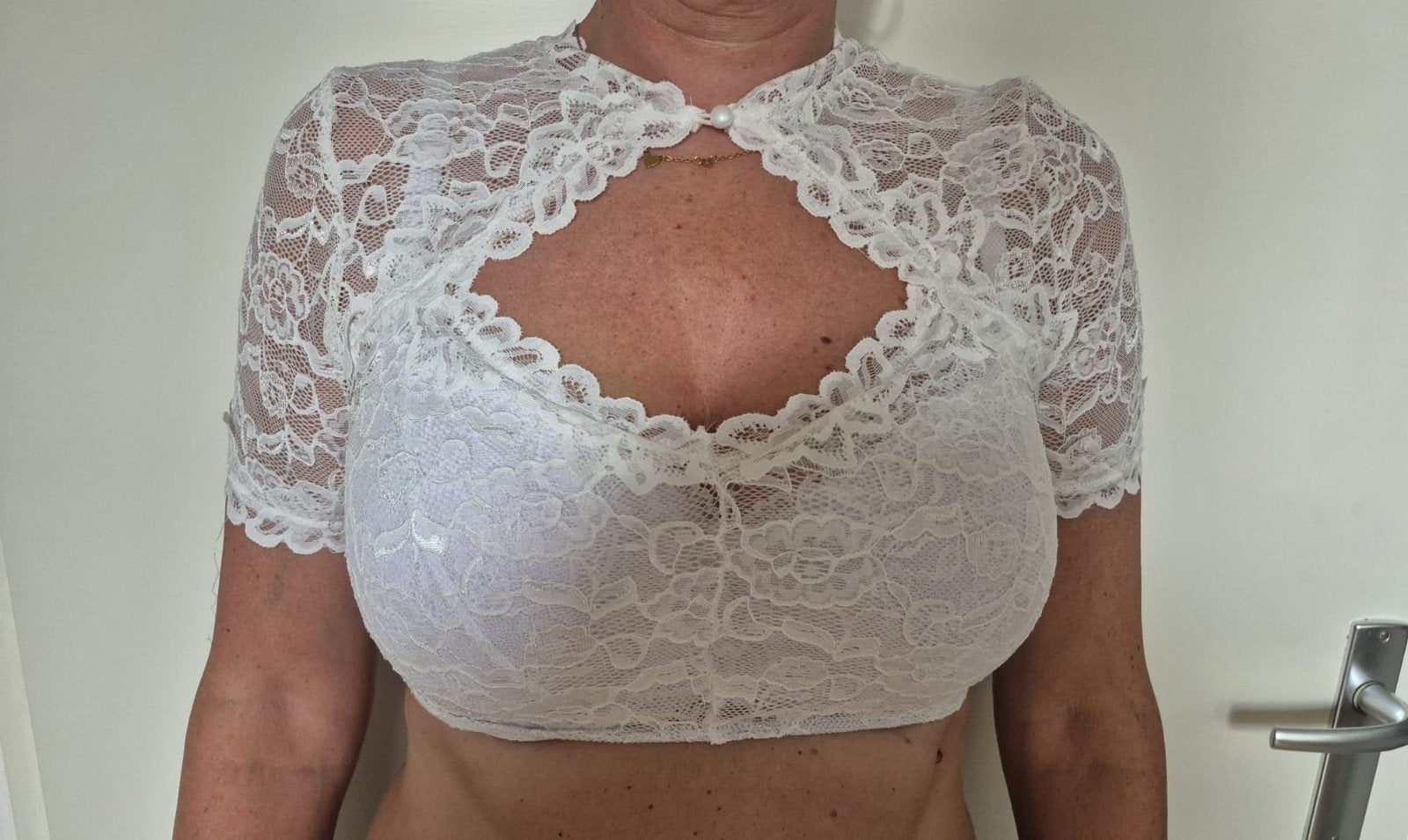 Dirndl kanten top, Maat 38/40 (M), Overige typen, Wit, Nieuw