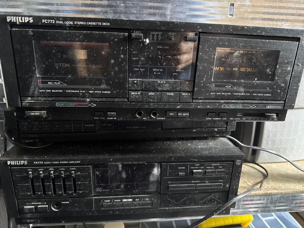 Philips FC772 Dubbel Cassettedeck - Vintage Stereo, Audio, Tv en Foto, Ophalen of Verzenden, Dubbel, Philips, High speed dubbing