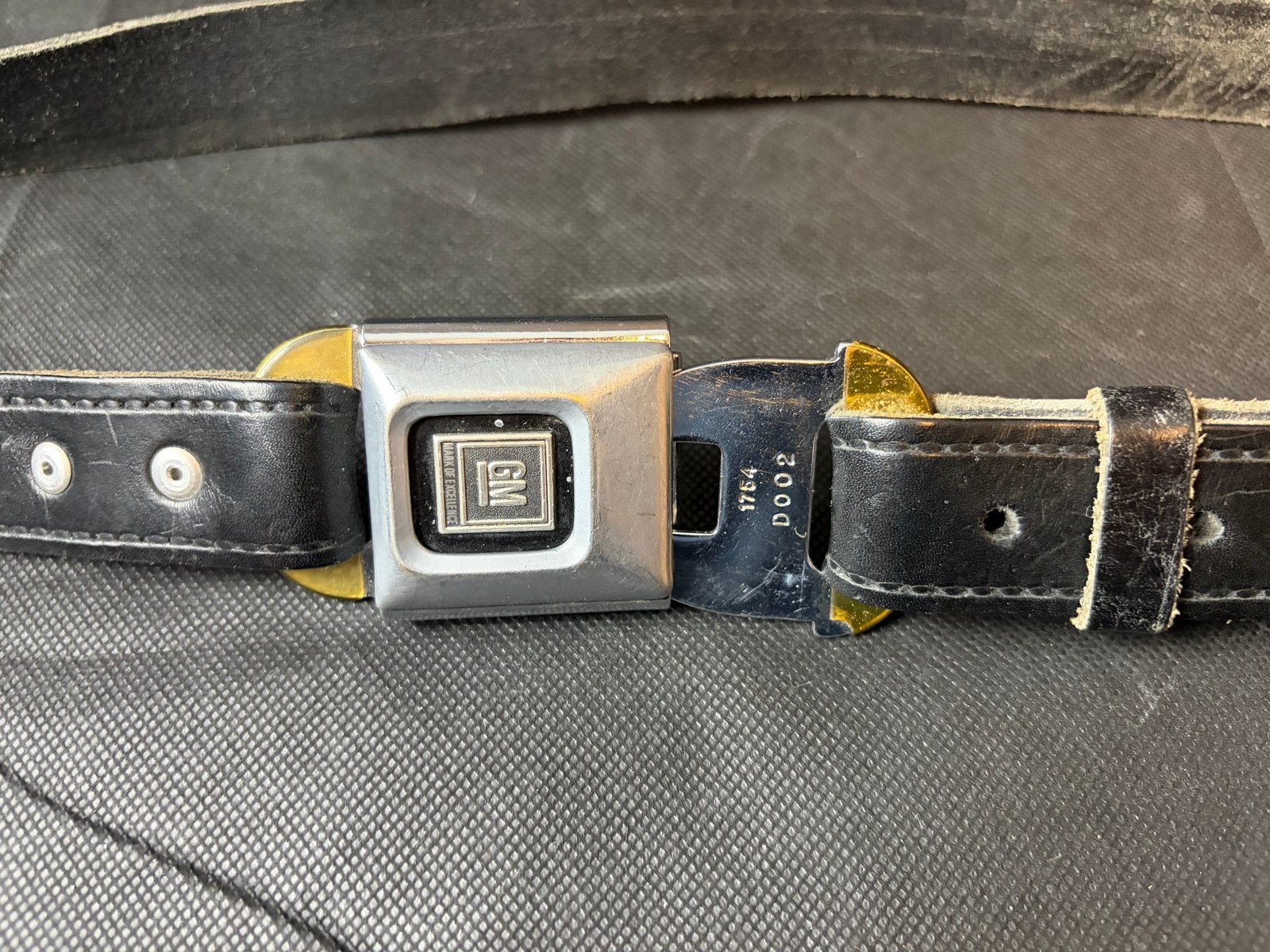 Vintage GM Gordel Gesp Riem - Zwart Leer 1m, Riem of Ceintuur, Gedragen, Echt leder, Zwart