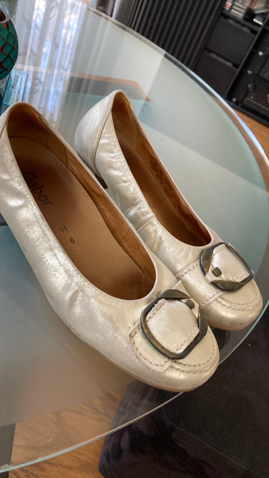 Gabor pump platte hak zgan maat 6 H, Ophalen of Verzenden, Zo goed als nieuw, Beige, Schoenen