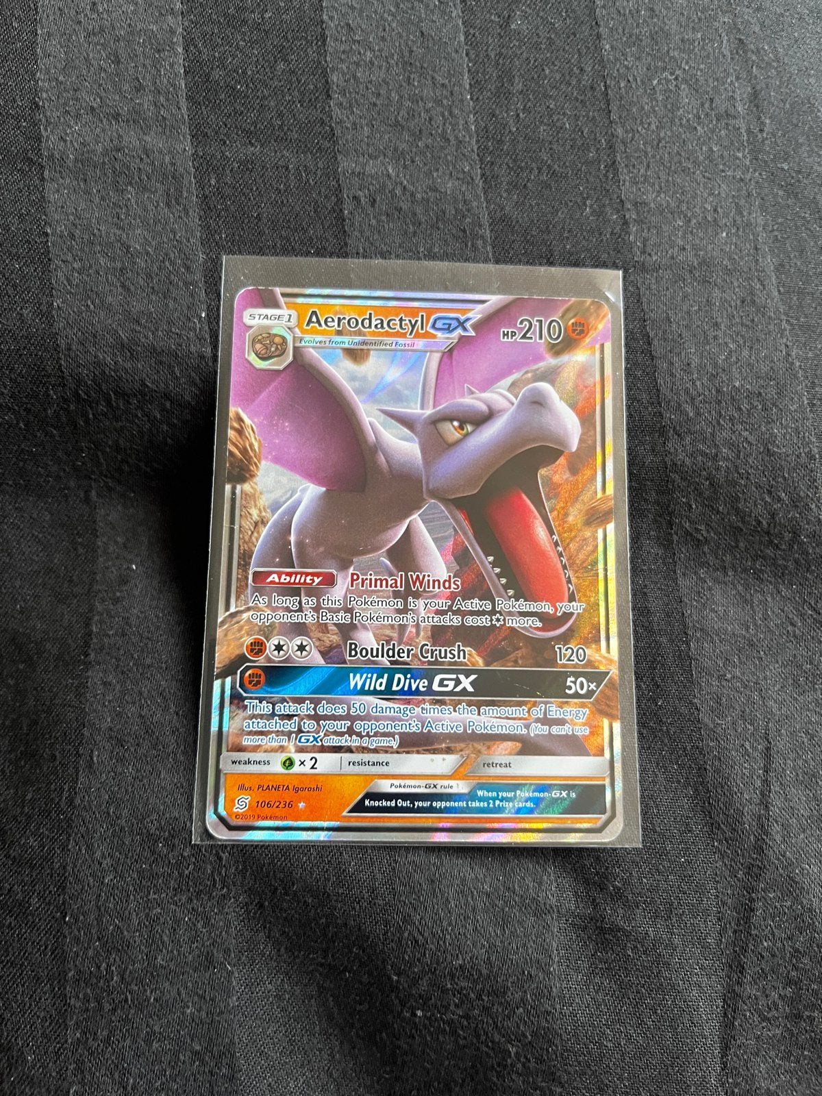 Aerodactyl GX 106/236 - Pokemon kaart, Ophalen of Verzenden, Zo goed als nieuw, Losse kaart