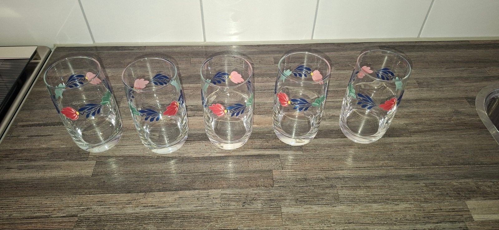 In goede staat: 5 drinkglazen Boerenbont 29 cl, Huis en Inrichting, Keuken | Servies, Ophalen, Glas