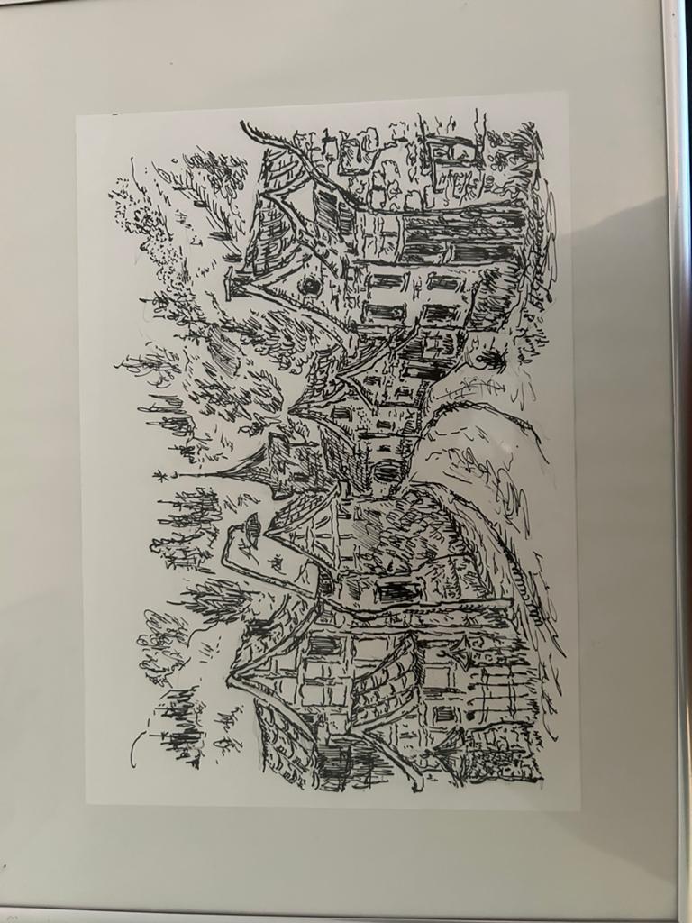Unieke handgetekende illustratie van het dorp Sint Geertruid, Ophalen of Verzenden