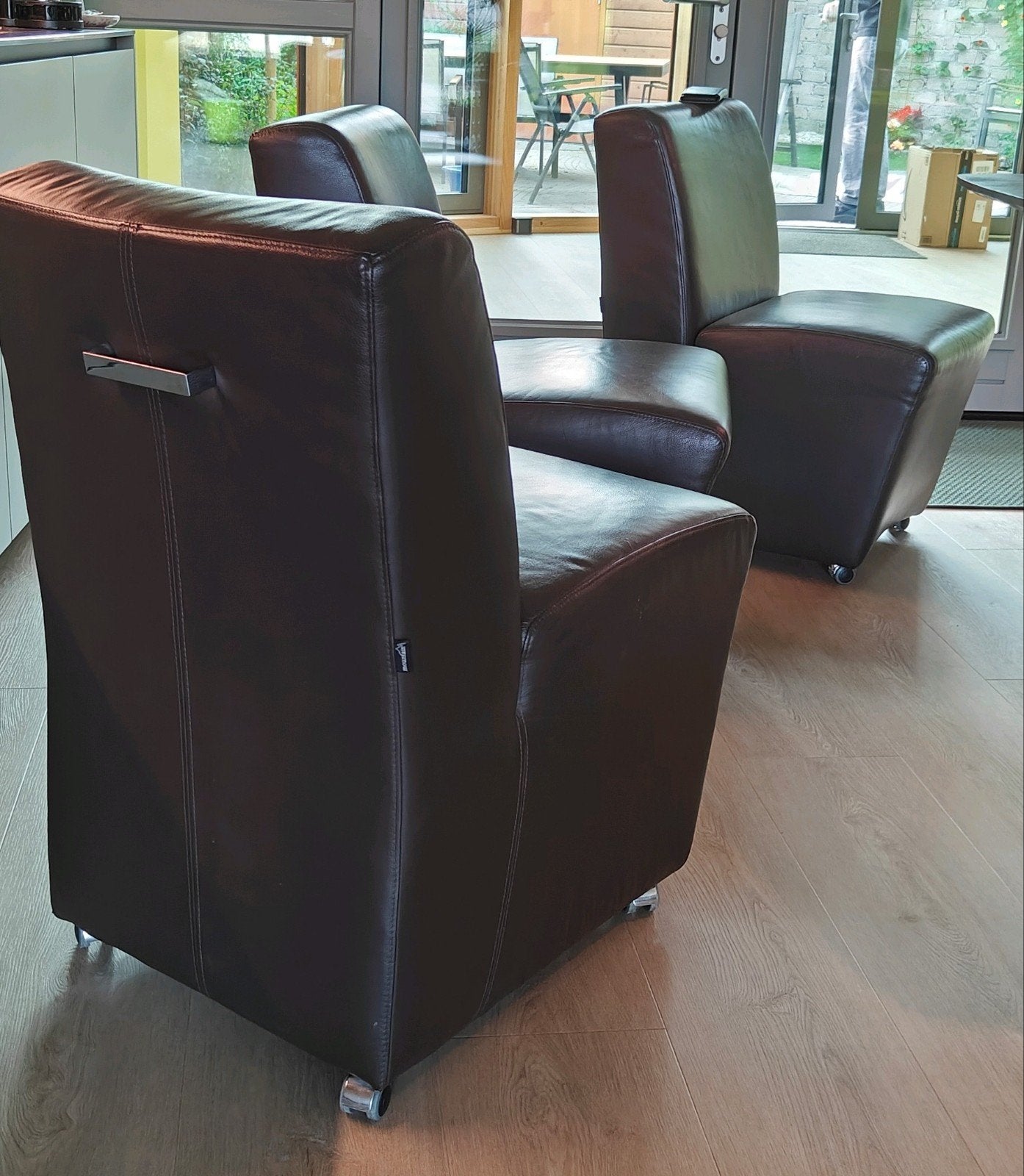 Set van 6 eetkamerstoelen leer Mountain van Goossens, Ophalen, Gebruikt, Bruin, Leer