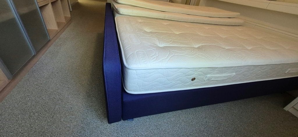 Tweepersoonsbed met matrassen - Pullman boxsprings (180x200), Ophalen, Gebruikt, Blauw, Tweepersoons