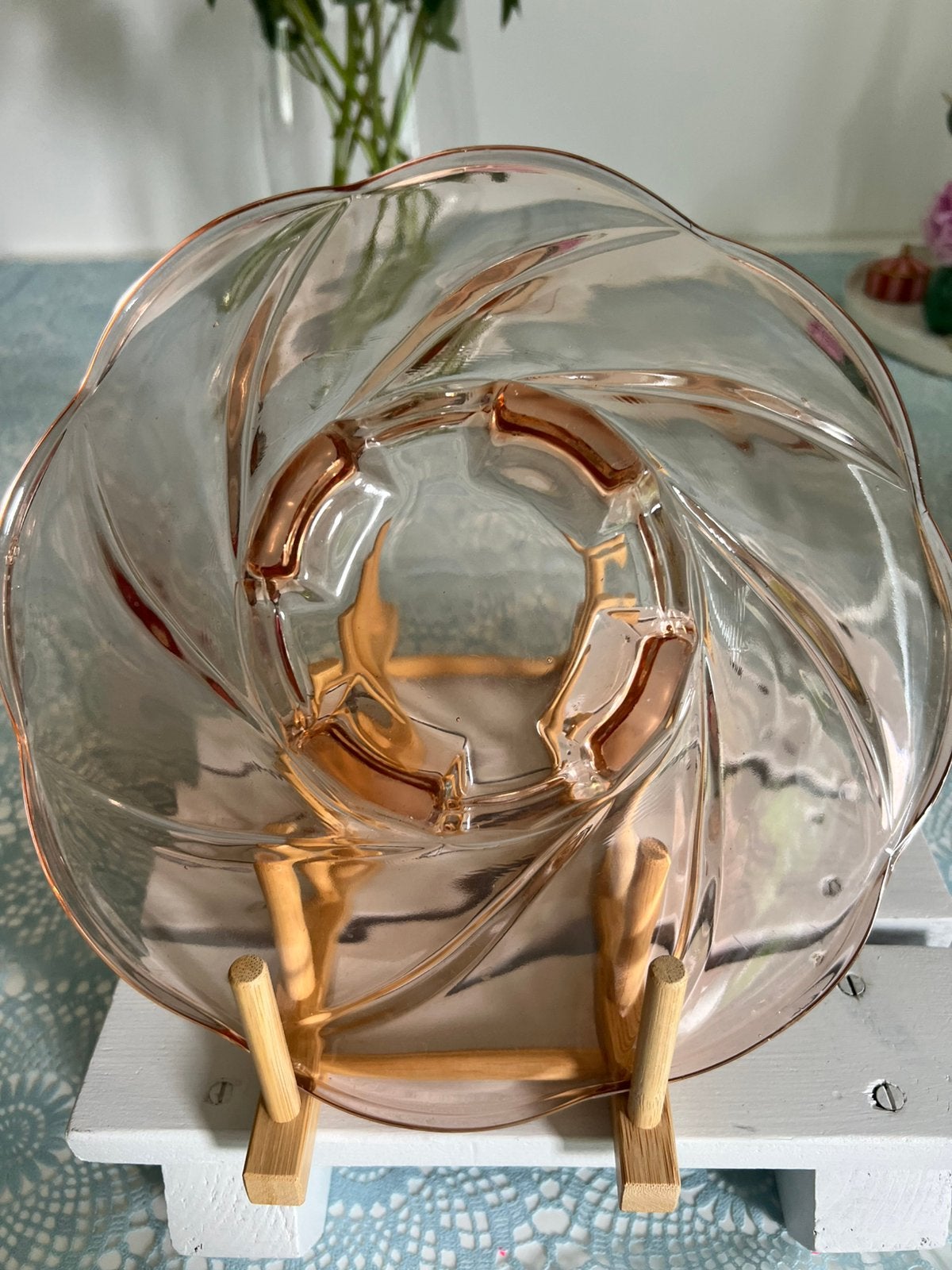 Art deco schaal rose glas Walter & Sohne, Ophalen of Verzenden