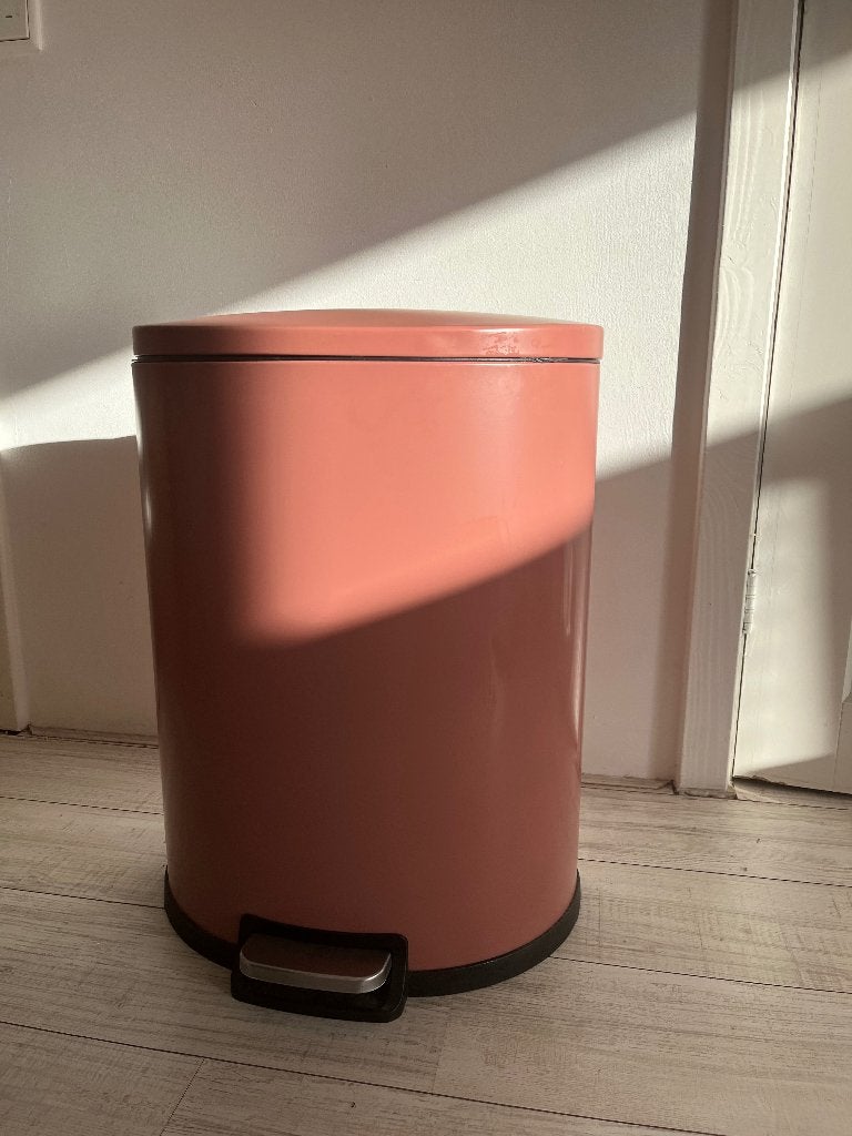 Roze prullenbak met pedaal 50-60 liter, Ophalen, Kunststof, Met pedaal, 40 liter of meer