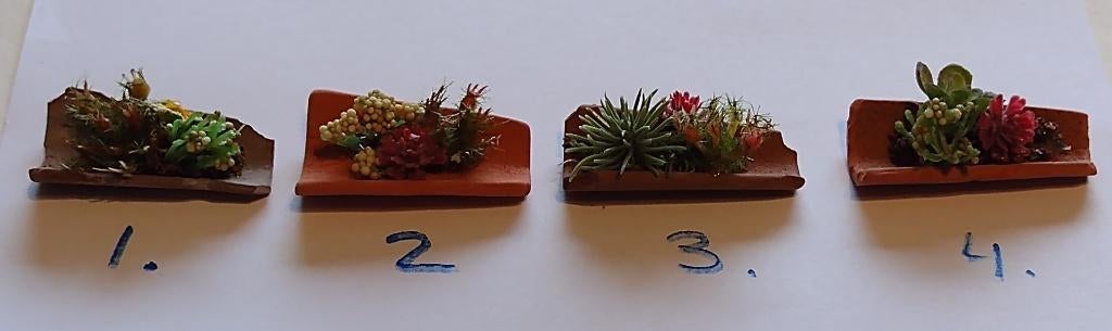 Franse terra cotta dakpan met plant / Fennicole, Ophalen, Nieuw, Decoratie