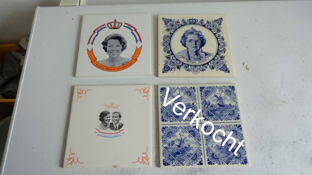Tegeltjes herinnering Koningshuis, Ophalen of Verzenden, Gebruikt, Nederland, Overige typen