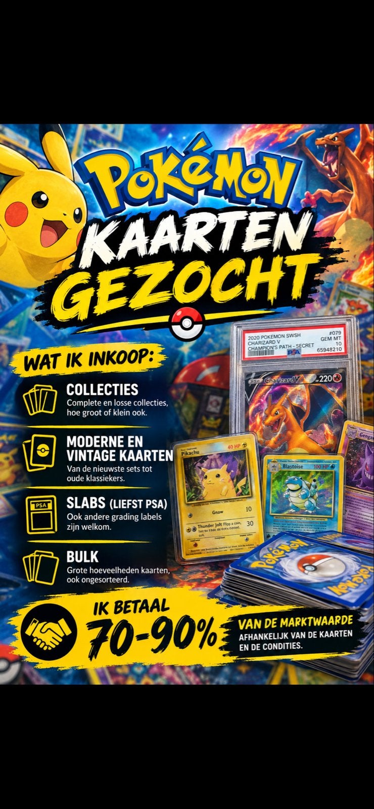 Pokémon collecties gezocht!, Ophalen of Verzenden, Gebruikt, Meerdere kaarten