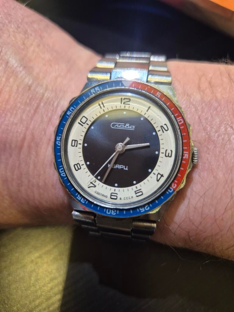 Vintage Slava CCCP/USSR Pepsi quartz horloge - uitstekend, Ophalen of Verzenden, Gebruikt
