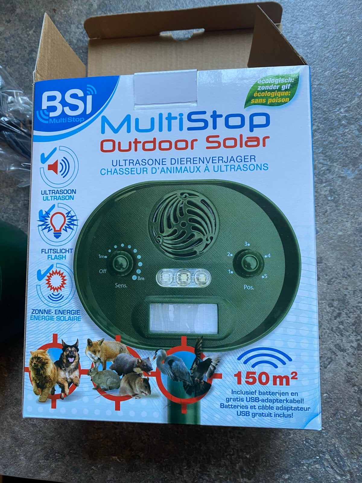 BSI MultiStop Outdoor Solar Ultrasone Dierenverjager, Ophalen of Verzenden, Nieuw, Ongediertebestrijding