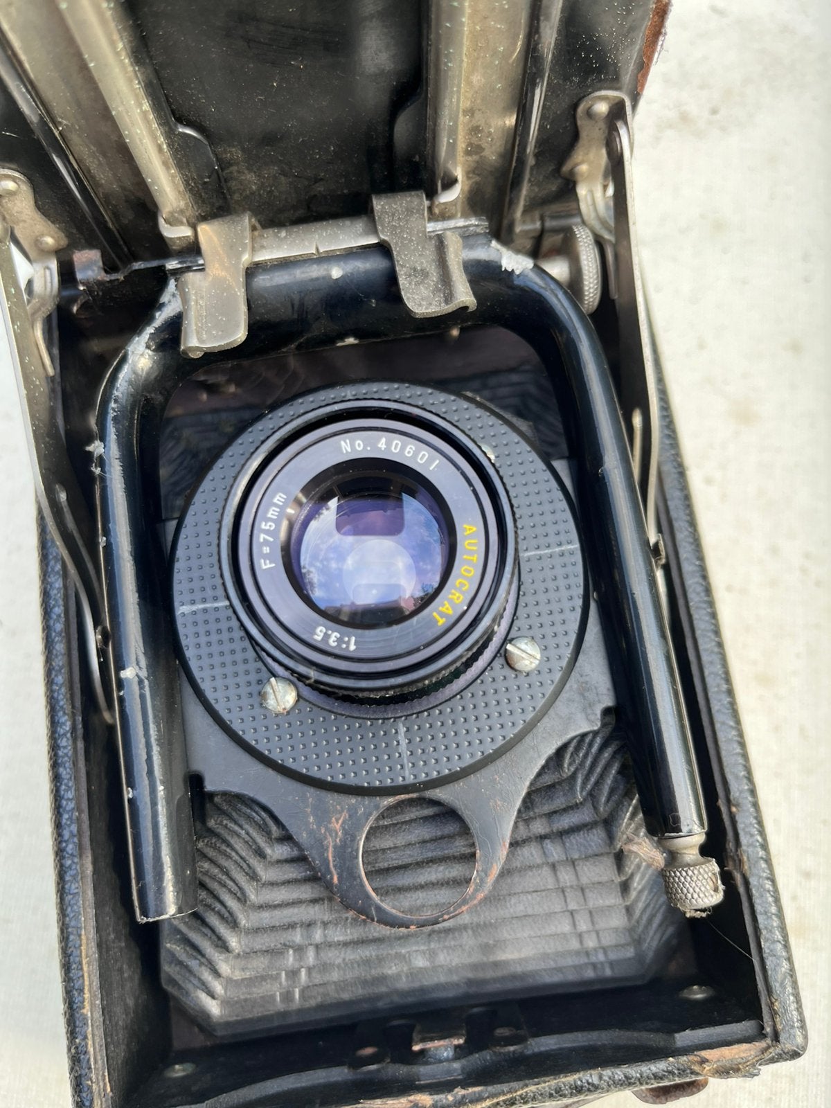 Antieke balgcamera met donkere kamer lamp, Ophalen, Gebruikt, Spiegelreflex, Overige Merken