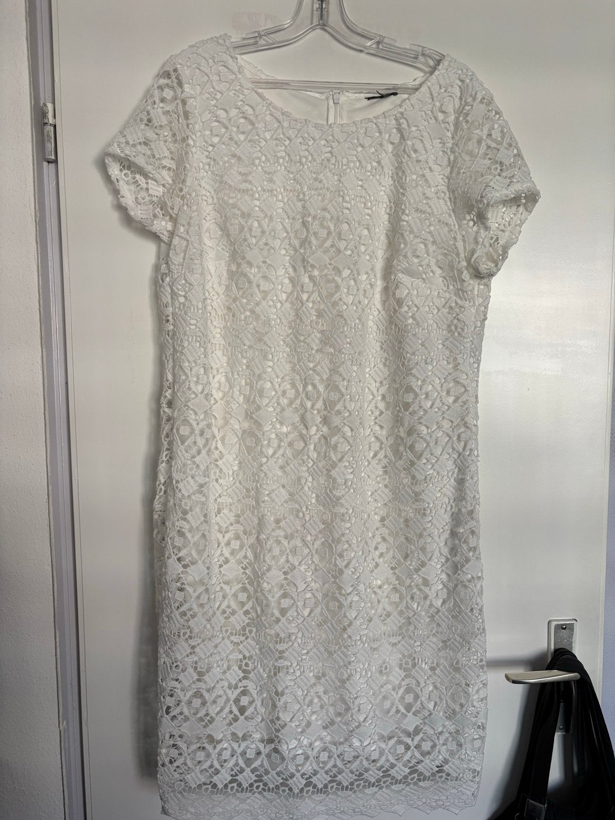 Witte kanten jurk met rits op de rug,maat 48, Ophalen of Verzenden, Nieuw, Wit, Jurk