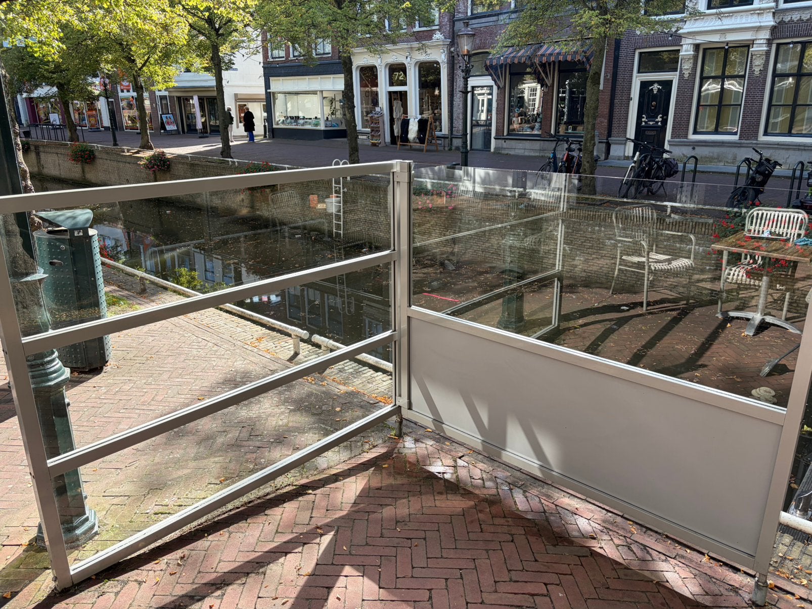 Terrasscherm incl glas., Tuin en Terras, Ophalen, 150 tot 200 cm, Zo goed als nieuw, 150 tot 200 cm