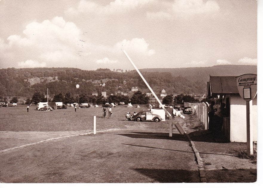Ansichtkaart Campingplatz Nell's Ländchen Trier (Duitsland), Ophalen of Verzenden, 1940 tot 1960, Ongelopen, Duitsland