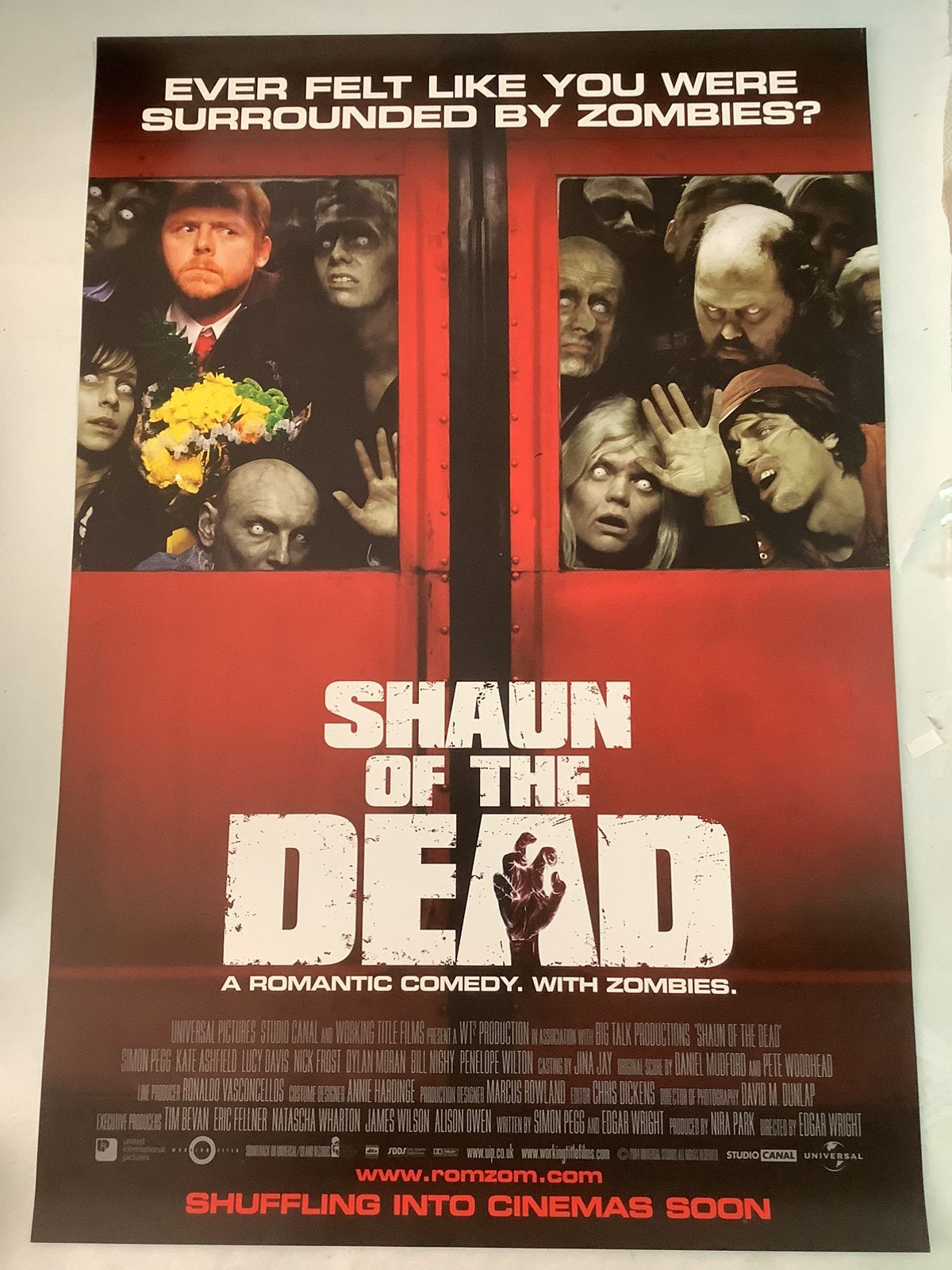 SHAUN OF THE DEAD   USA FILMPOSTER   68-101cm double sided, Ophalen of Verzenden, Zo goed als nieuw, A1 t/m A3, Film en Tv