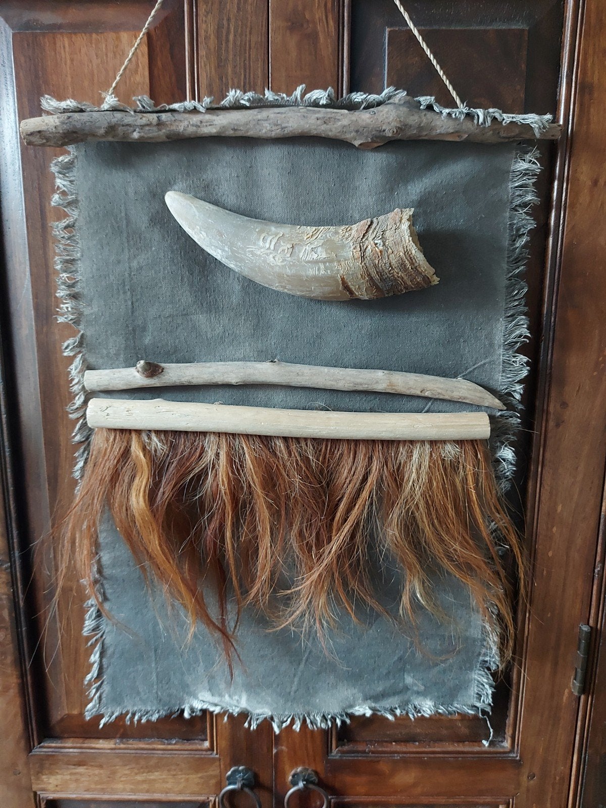 Nieuwe kalkdoeken met hoorn, 58 cm, 40 cm, Wandkleed, Nieuw