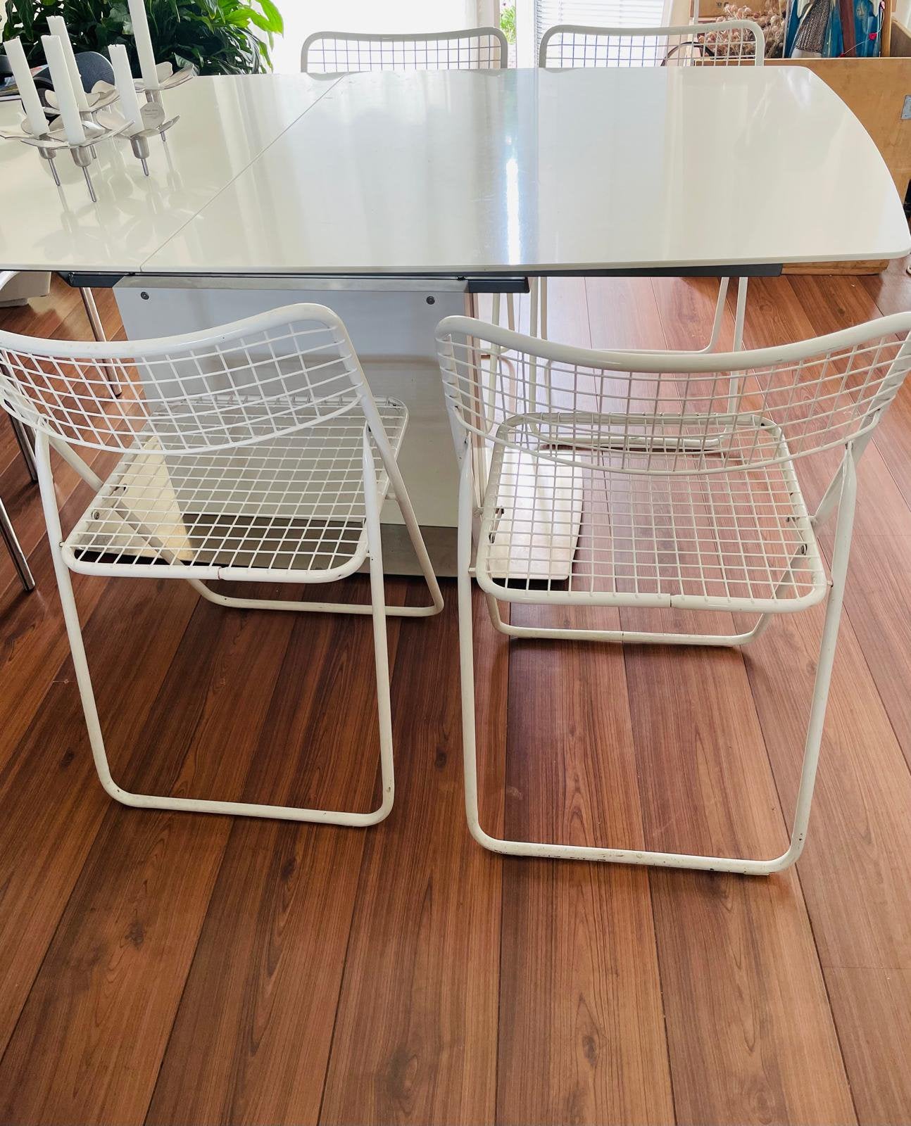 Draad klapstoelen 4 stuks. Jaren 80, Ophalen, Gebruikt, Twee, Wit