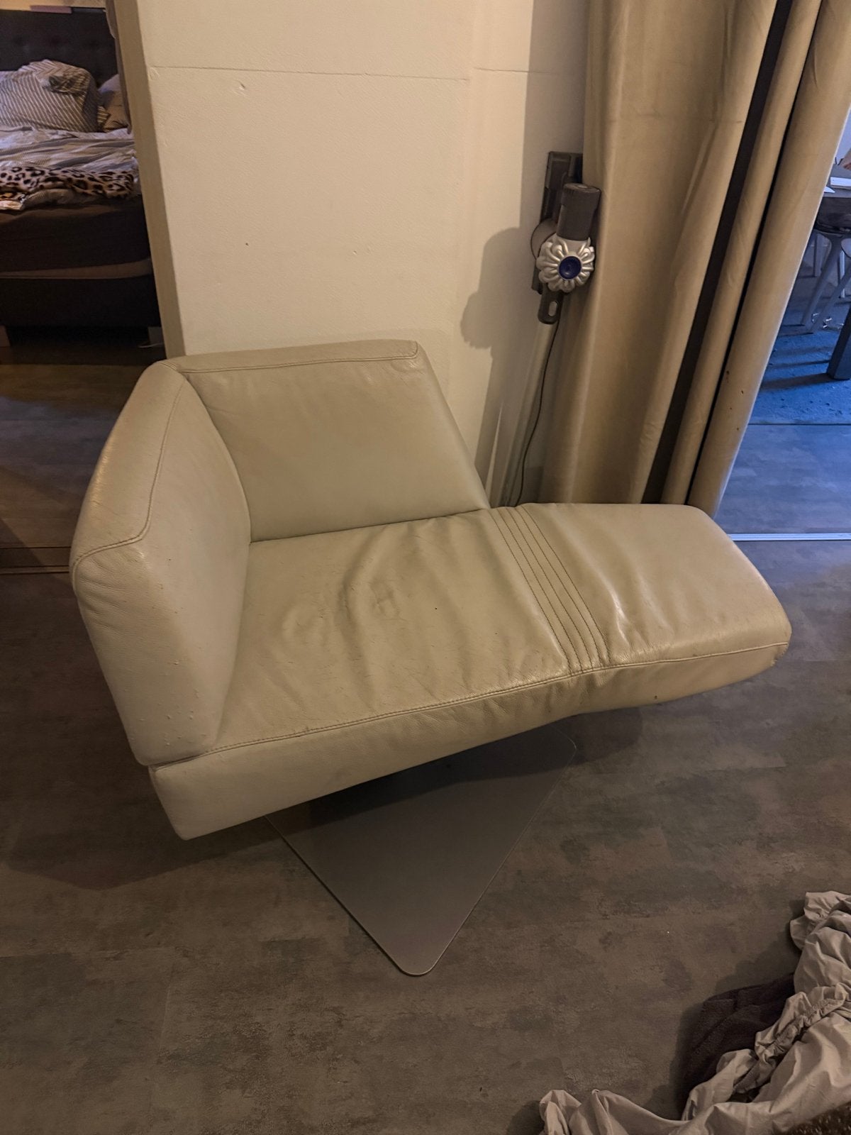 Thomas B. Chaise Longue - Crème Leer, Ophalen, Gebruikt, Leer, 75 tot 100 cm