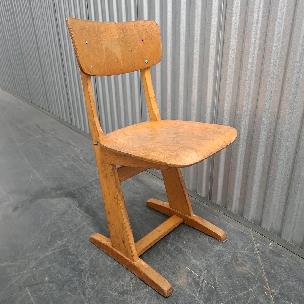 CASALA vintage houten stoel stoeltje schoolstoelen zith. 45, Ophalen, Kunststof, Gebruikt, Bruin