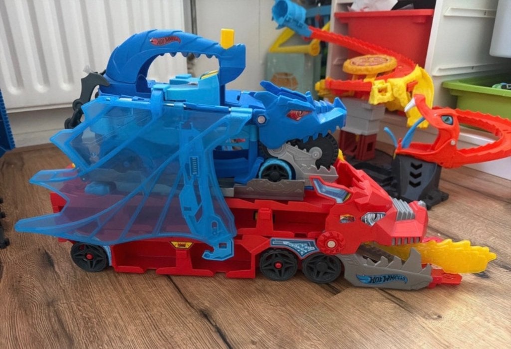 Hot Wheels Draken Racebaan Set - Zo goed als nieuw, Ophalen, Racebaan, Zo goed als nieuw, Hot Wheels