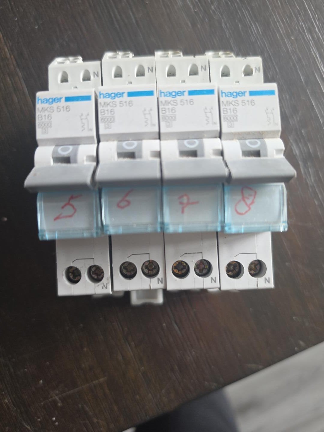Hager MKS 516 B16 Installatieautomaten (4 stuks), Ophalen of Verzenden, Gebruikt, Hager, Installatieautomaat