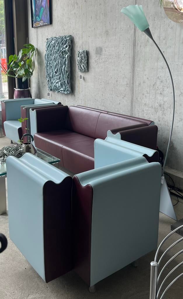 Moroso bankstel, Postmodern Italiaans design, Ophalen, Zo goed als nieuw, Leer, Postmodern, Memphis, Italiaans design
