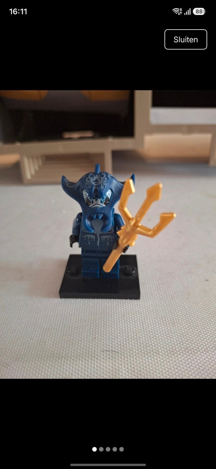 Lego Ninjago Minifiguur Zee Geest met Gouden Drietand, Ophalen of Verzenden, Zo goed als nieuw
