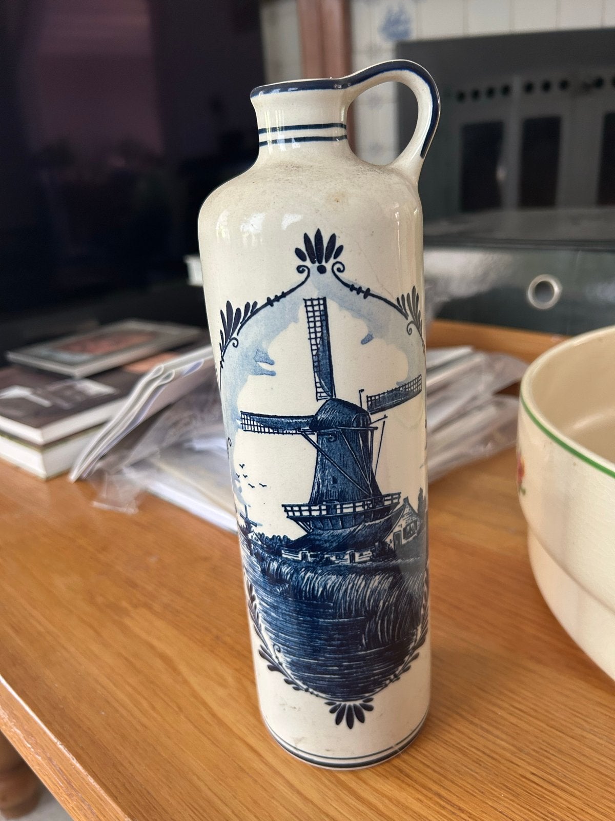 Delfts Blauw BOLS Handwerk Fles met Molen Decoratie, Antiek en Kunst, Ophalen of Verzenden