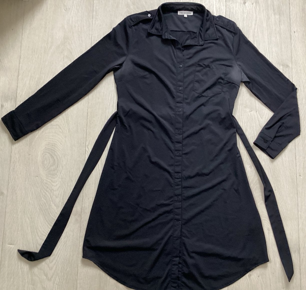 Zwarte jurk maat L met ceintuur, Zwart, Maat 42/44 (L), Ophalen of Verzenden, Gedragen