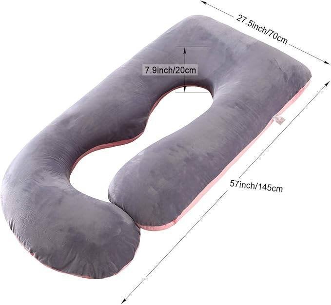 Maternity Pillow - Large U-Shaped - Pink and Grey Velvet, Diversen, Schrijfwaren, Ophalen of Verzenden
