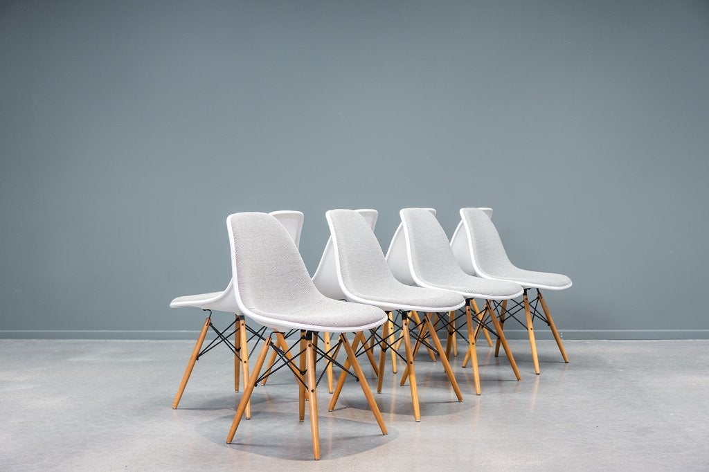 Eames DSW chairs, 8x, Ophalen, Wit, Vijf, Zes of meer stoelen