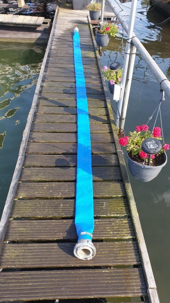 3 inch slang met storz 75 -  en laval 80mm koppeling., Tuin en Terras, Tuinslangen, Ophalen of Verzenden, Gebruikt, Overige typen
