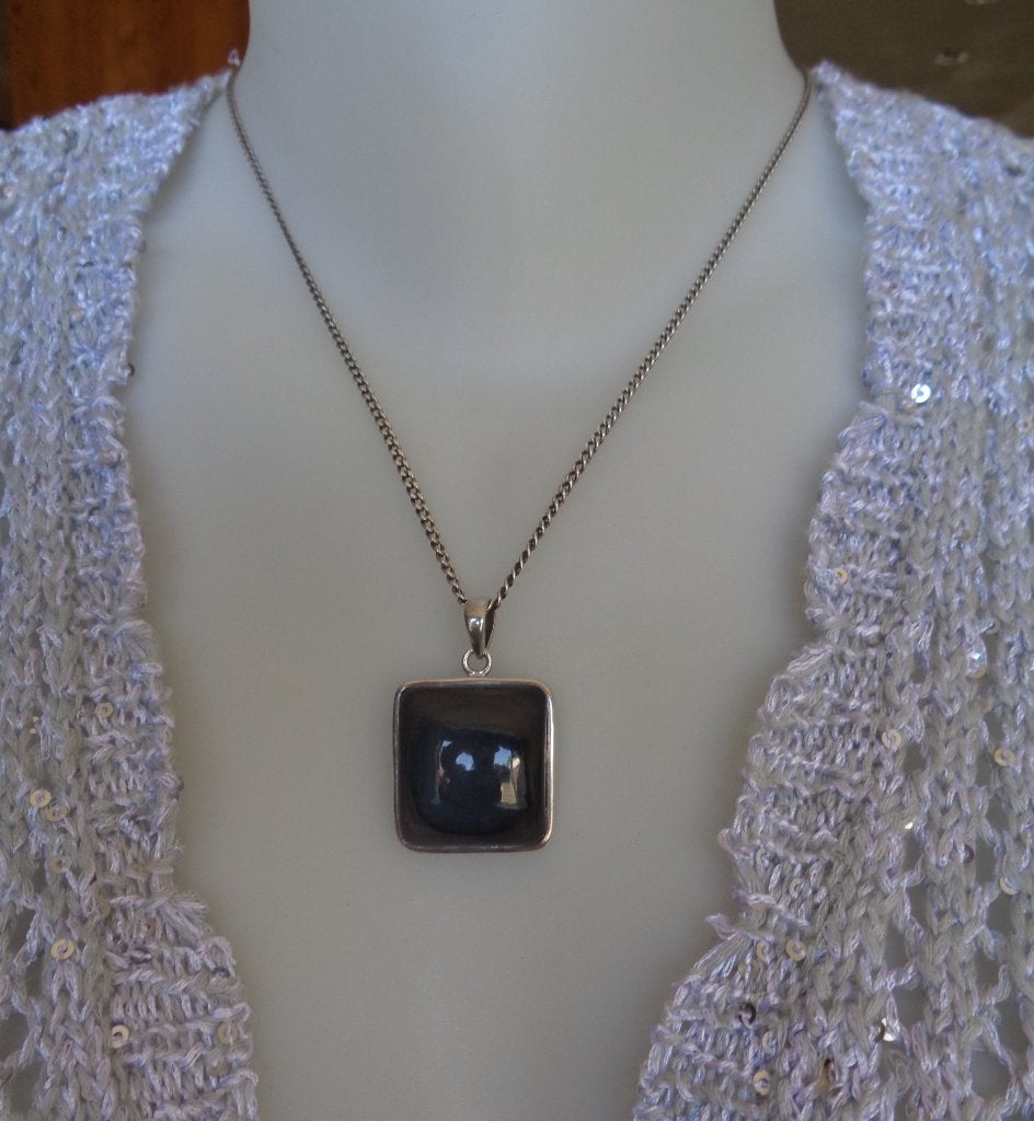 zilveren ketting met hanger regenboog obsidaan [096], Met hanger, Verzenden, Zo goed als nieuw, Zilver
