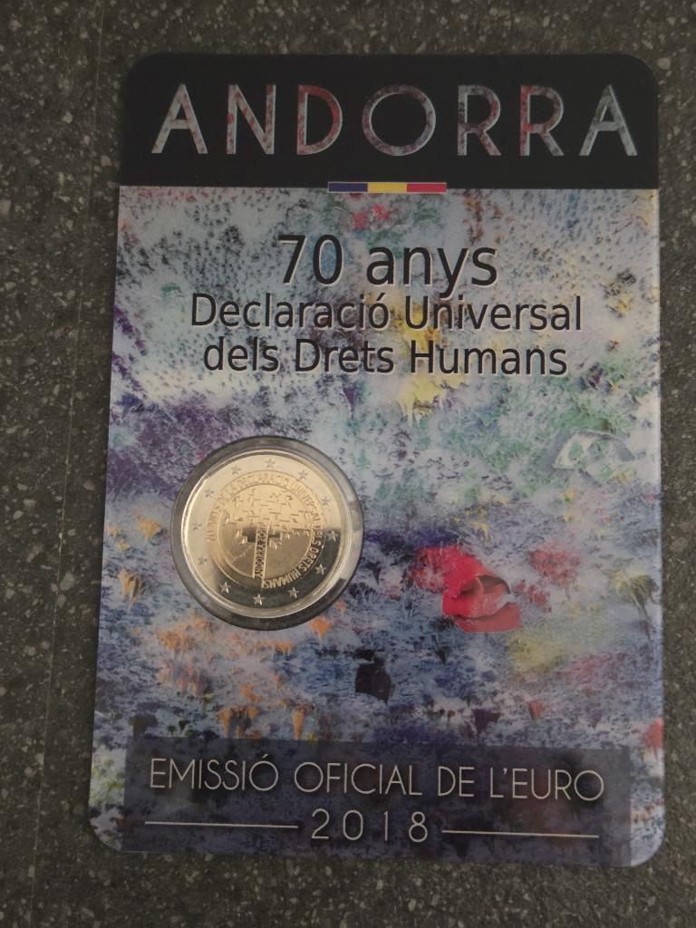 Andorra 2018 Coincard – Rechten van de Mens  | €22,95, Ophalen of Verzenden, Overige landen, 2 euro, Losse munt
