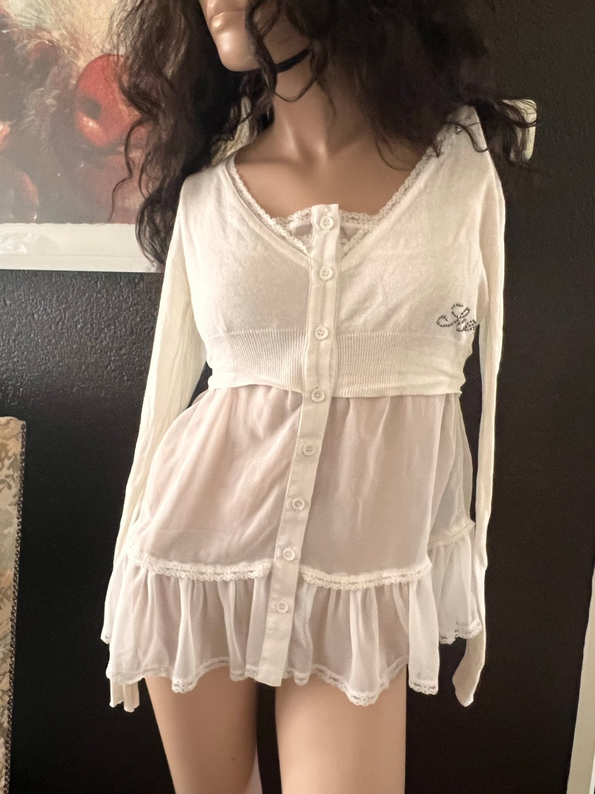 Twin set top maat S, Kleding | Dames, Verzenden, Wit, Zo goed als nieuw, Lange mouw