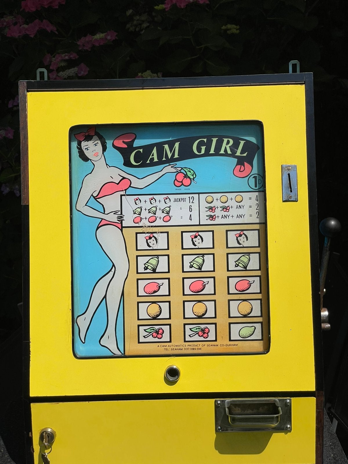 Vintage fruitautomaat / gokkast / cam girl., Verzamelen, Automaten | Gokkasten en Fruitautomaten, Euro, Ophalen, Met sleutels