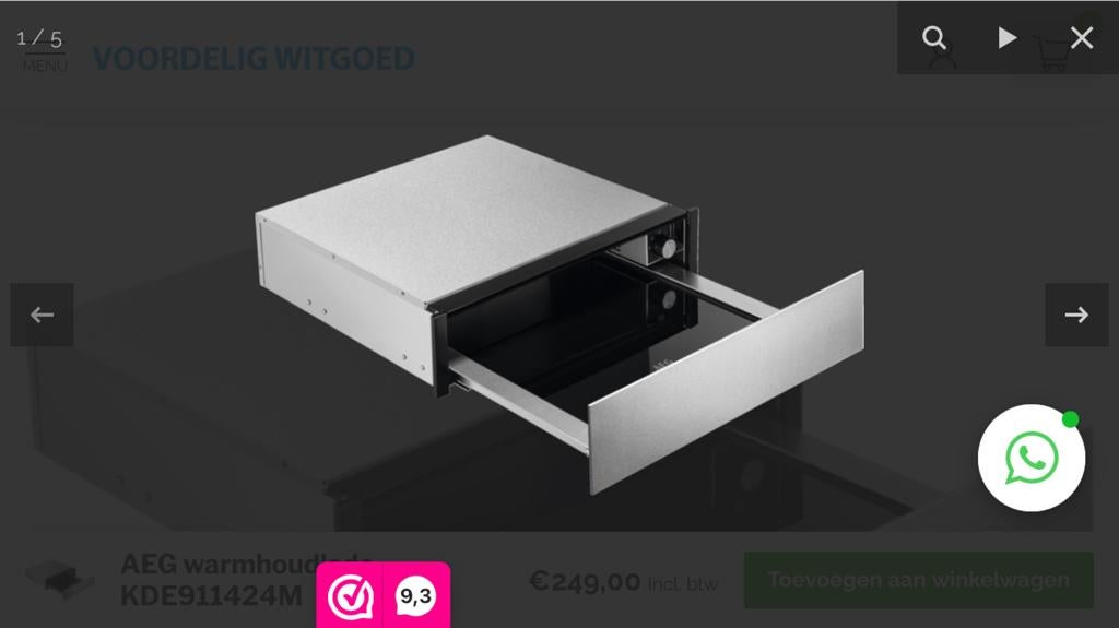 AEG Warmhoudlade KD91404E, Witgoed en Apparatuur, Ophalen, Minder dan 45 cm, Oven, AEG