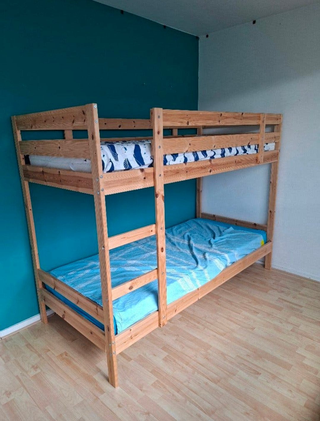 Stevig houten stapelbed, Ophalen, Gebruikt, 90 cm, 160 tot 180 cm