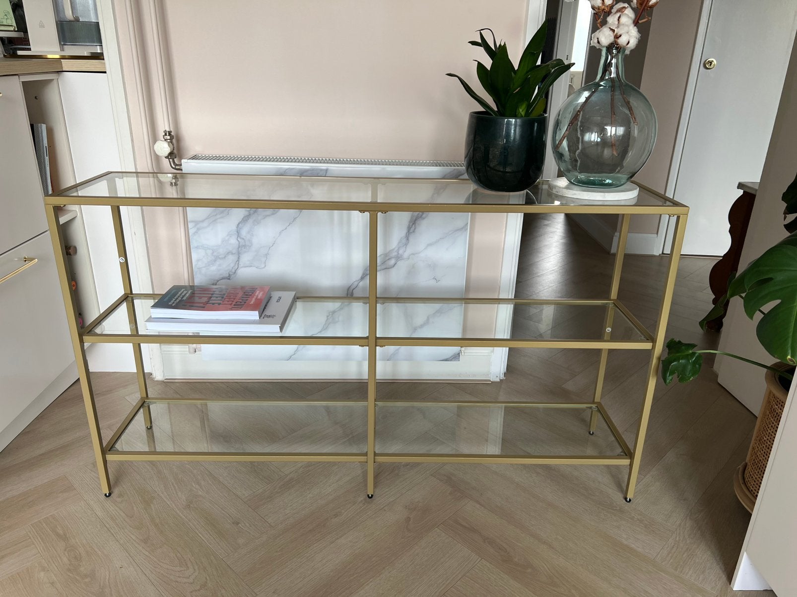 Kasten goud met glas, Ophalen, 50 tot 100 cm, 25 tot 50 cm, Glas