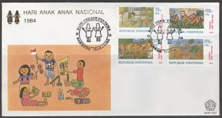 Indonesie 1984- FDC SHP 157 - Kindertekeningen, Ophalen of Verzenden, Postfris, Zuidoost-Azië